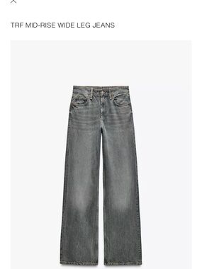 Zara TRF Wide Leg Mid-Rise Jeans - Blue Gray